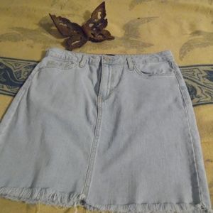 Mini Skirt JUST BLACK Jackie Raw Hem Denim Skirt